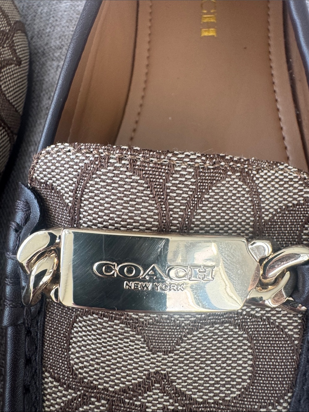 COACH Women's Brown Signature Canvas Loafers - Picture 2 of 11